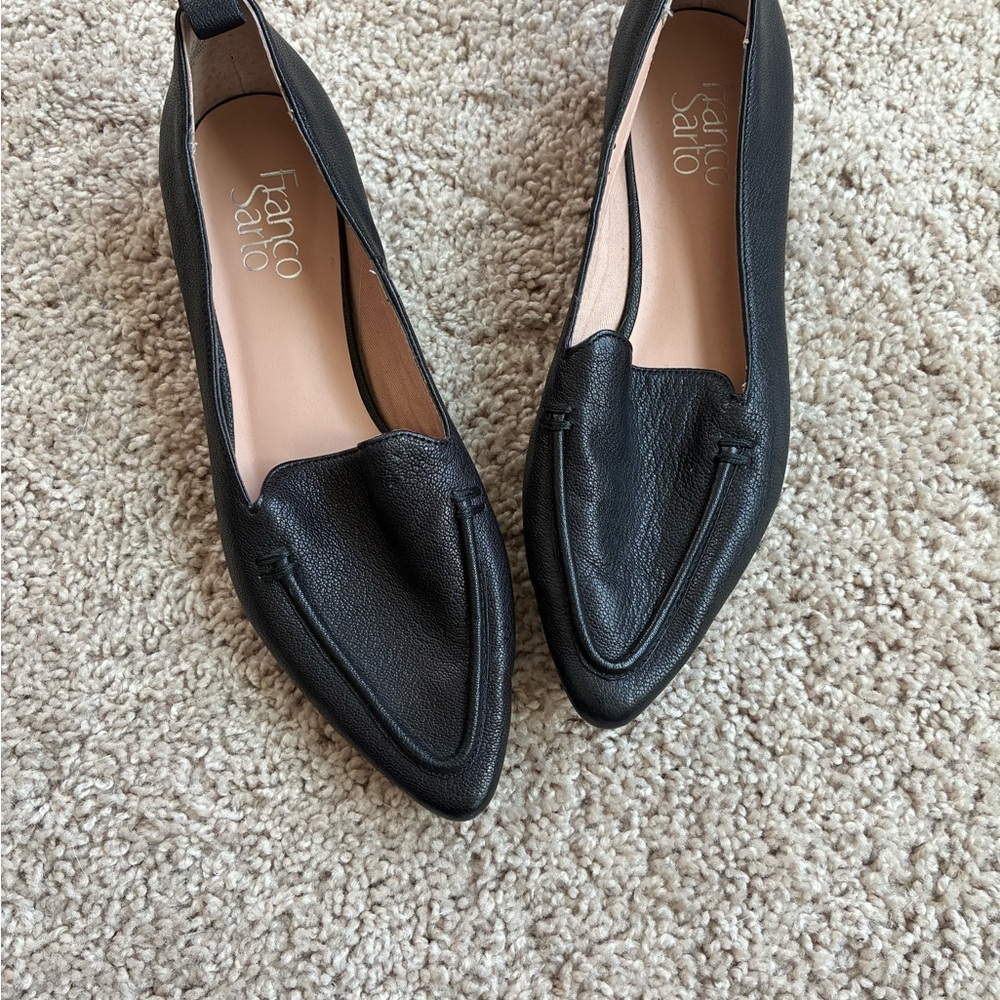 Franco Sarto Black Leather Flats